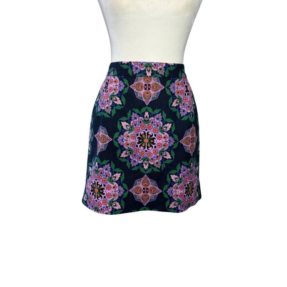 J. Crew mandala print navy blue and pink cotton mini skirt - 8